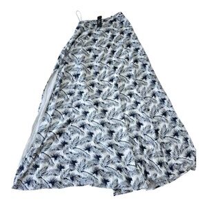 Lulus Floral Skirt Women Sz S Maxi Blue White Double Slits Hawaiian  Coastal New